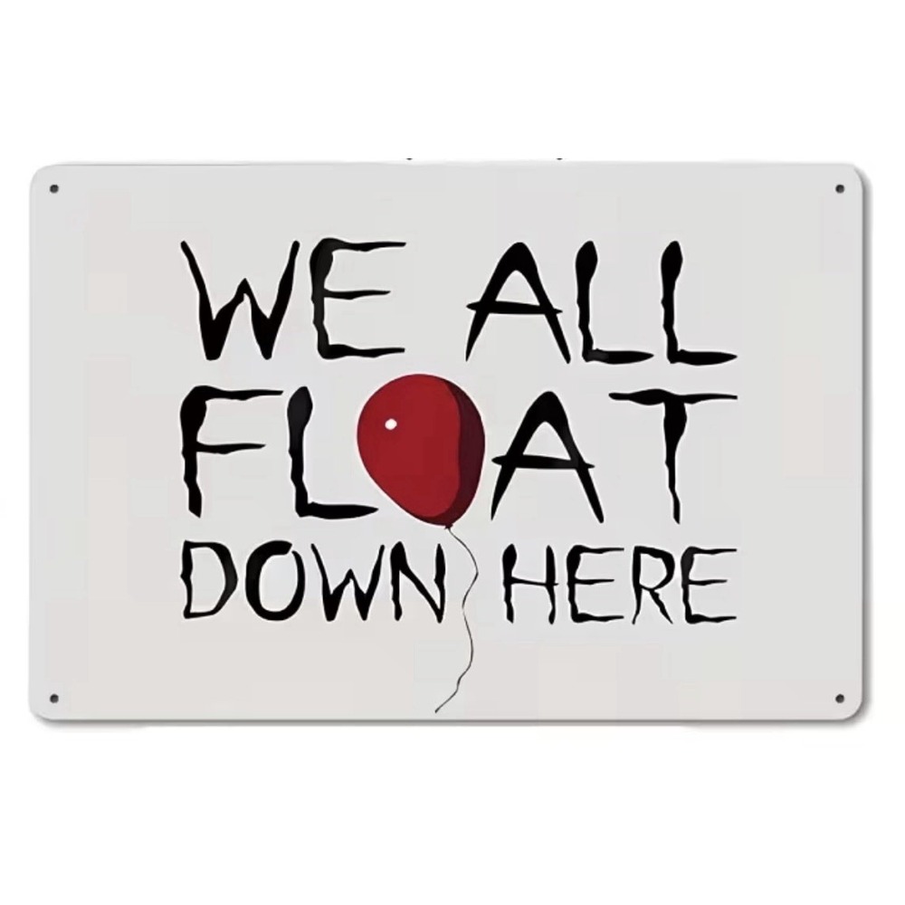 New IT Pennywise We All Float Down Here‎ Tin Sign 8x12 Bar Man Cave Den Decor